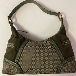 Nine West Geometric Pattern Green Shoulder Bag